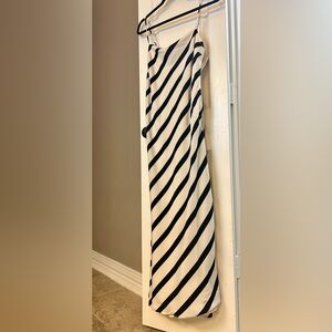 Abercrombie & Fitch Black & White Diagonal Stripe Maxi Slip Dress | M